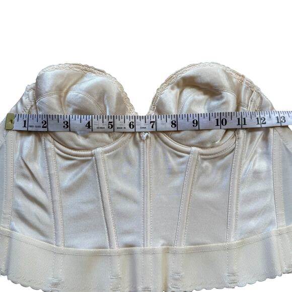 Vintage Adonna Bustier 34B Cream Underwire Longline Bra JCPenny 80s Pinup Corset - Picture 10 of 14